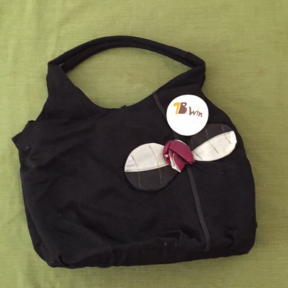 7B.win Fashion Handbag black fabric with flower - Picture 1 of 2